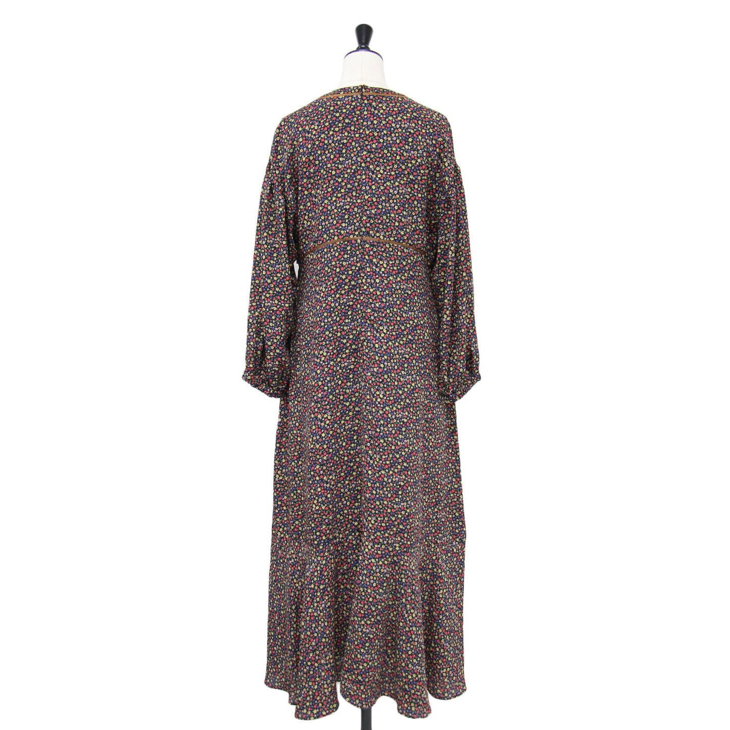 23秋冬 小花柄 プリント ドレス / ワンピース Vネック 長袖 マキシ丈