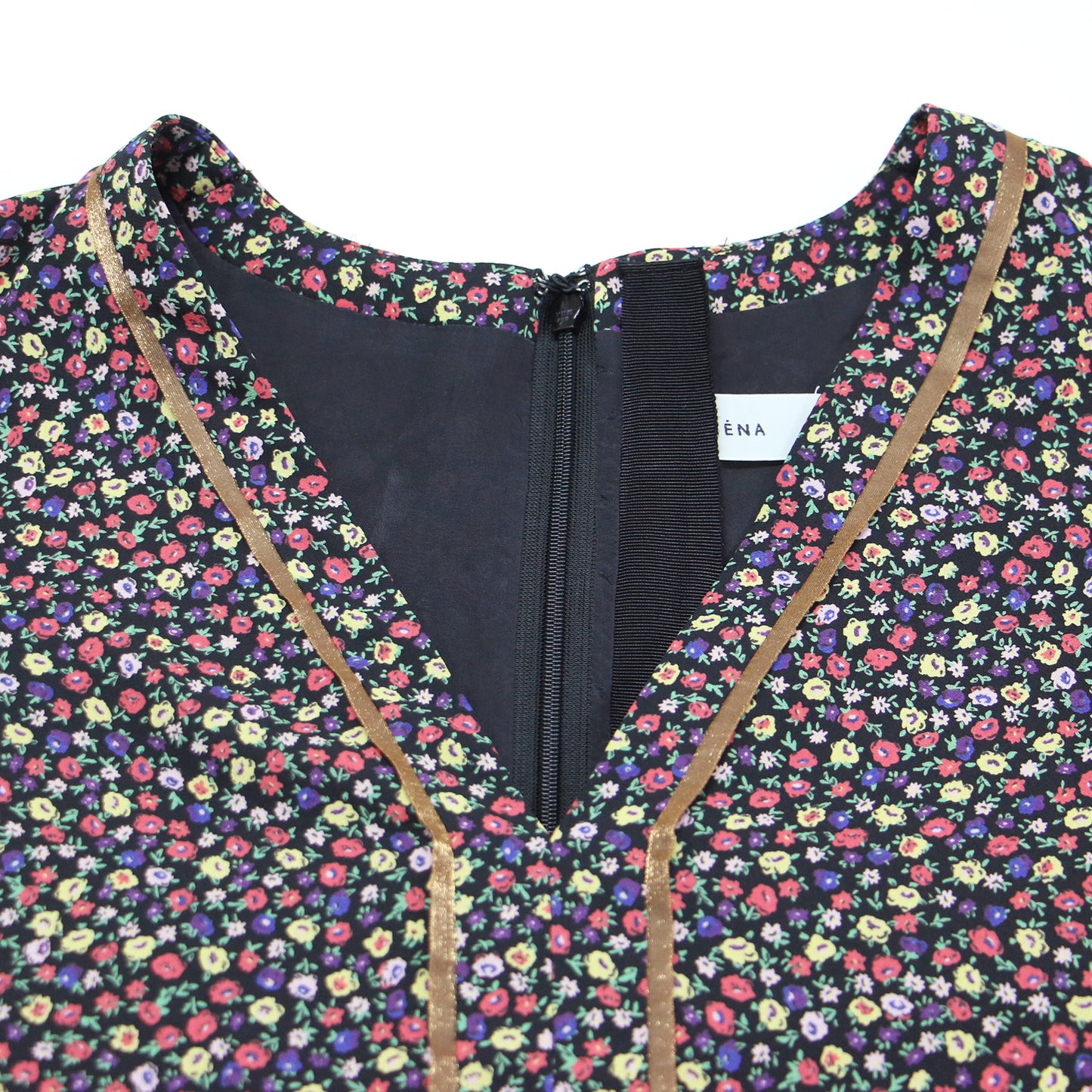 23秋冬 小花柄 プリント ドレス / ワンピース Vネック 長袖 マキシ丈