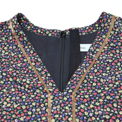 23秋冬 小花柄 プリント ドレス / ワンピース Vネック 長袖 マキシ丈