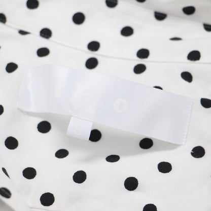 23春夏 フラワー刺繍 ポケット付き ドット 丸襟 シャツ / ブラウス 長袖 オーバーサイズ タック ラウンドヘム コットン