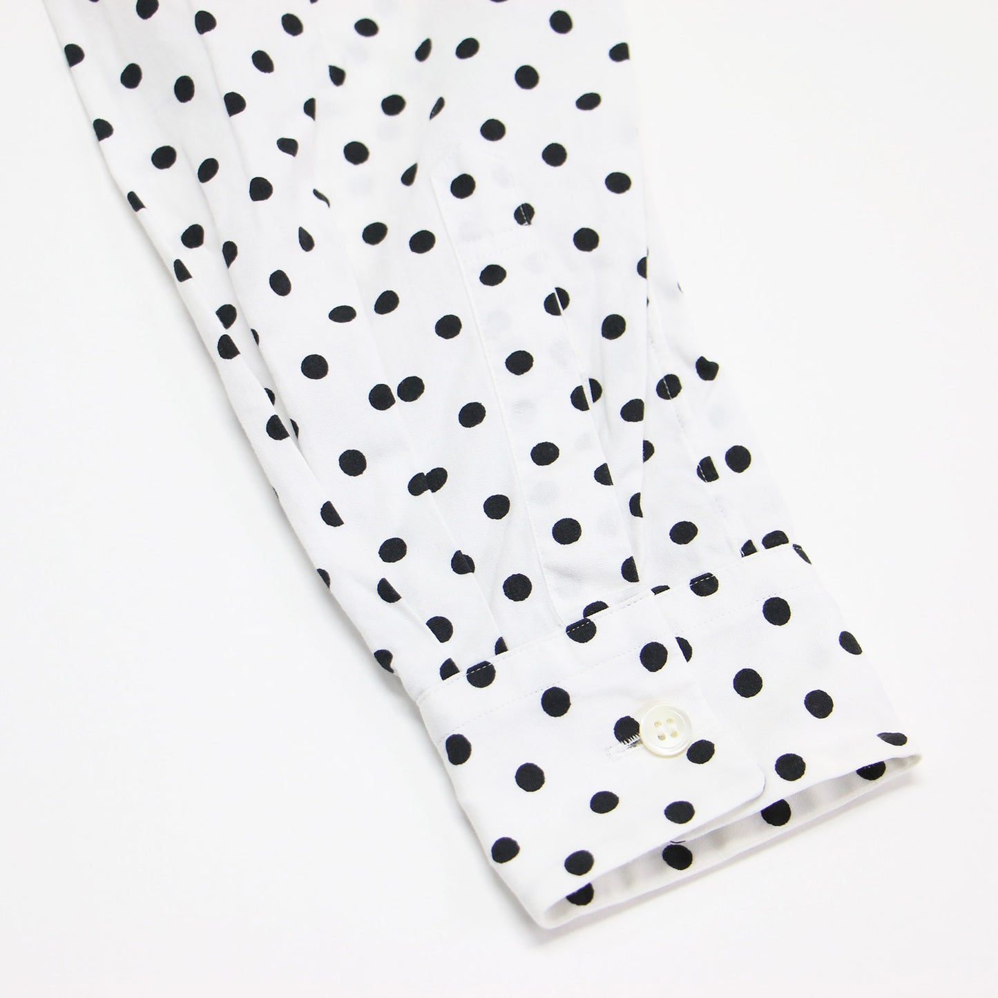 23春夏 フラワー刺繍 ポケット付き ドット 丸襟 シャツ / ブラウス 長袖 オーバーサイズ タック ラウンドヘム コットン