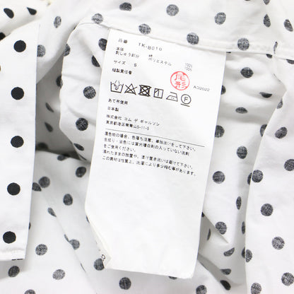 23春夏 フラワー刺繍 ポケット付き ドット 丸襟 シャツ / ブラウス 長袖 オーバーサイズ タック ラウンドヘム コットン