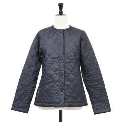 ノーカラー キルティング ジャケット / ショート丈 長袖 クルーネック 中わた