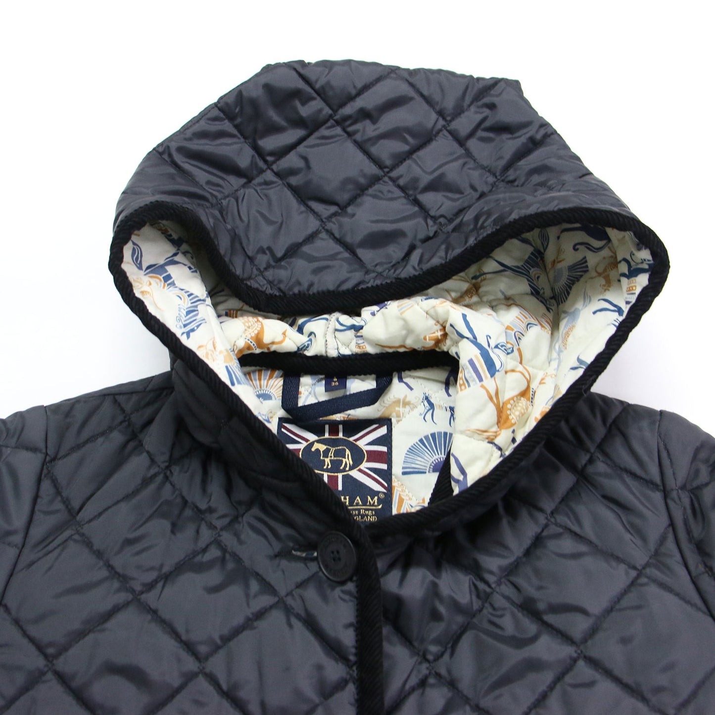 BRUNDON リバティ フード付き キルティングコート / LIBERTY 長袖 ロング丈 Aライン 撥水加工 50周年記念限定