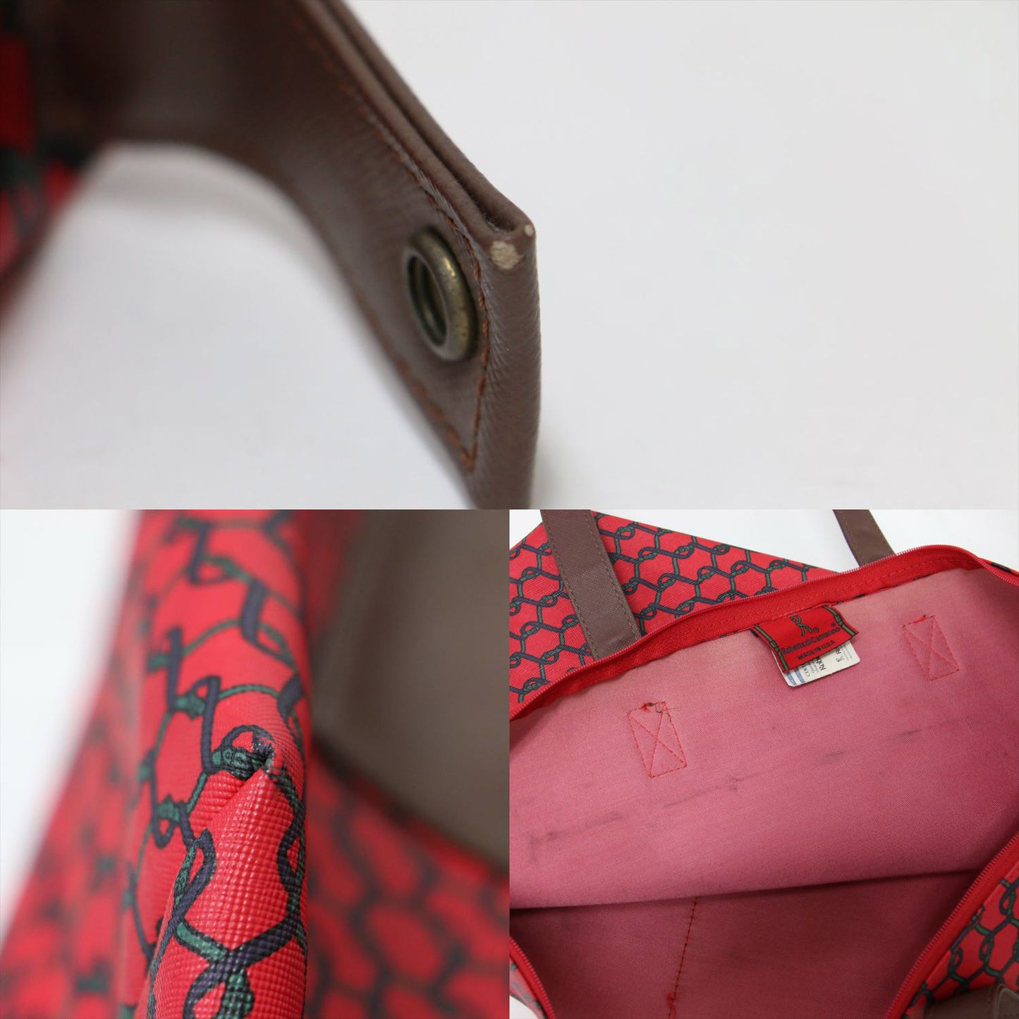 総柄 レザー トート ハンドバッグ / トラベルバッグ 肩掛け アメリカ製