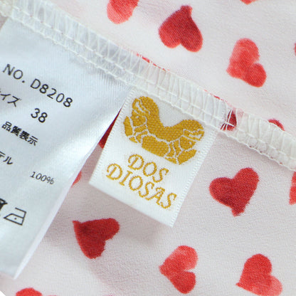 ボトルネック ハート柄 ブラウス / プルオーバー 長袖 タック ウォッシャブル