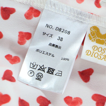 ボトルネック ハート柄 ブラウス / プルオーバー 長袖 タック ウォッシャブル