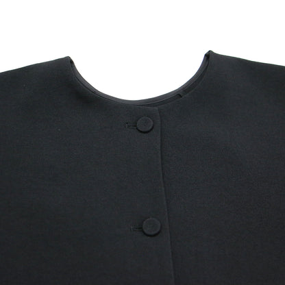 22春夏 麻調 2WAY フレア ブラウス / ジャケット クールネック 半袖 フリル