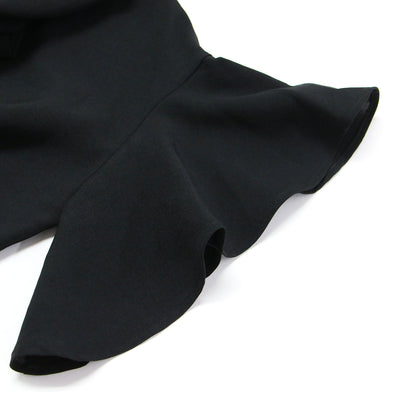 22春夏 麻調 2WAY フレア ブラウス / ジャケット クールネック 半袖 フリル