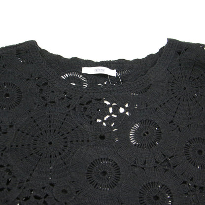 25春夏 エンブロイダリー クロシェ プルオーバー / ニット 長袖 ワイドスリーブ クロップド丈 レース柄