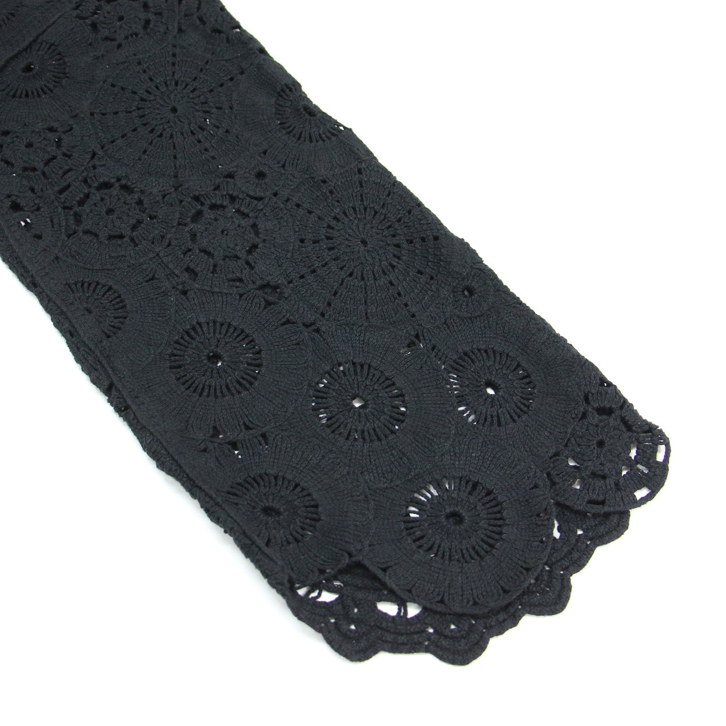 25春夏 エンブロイダリー クロシェ プルオーバー / ニット 長袖 ワイドスリーブ クロップド丈 レース柄