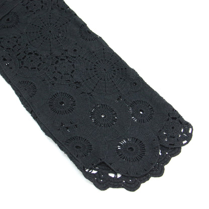 25春夏 エンブロイダリー クロシェ プルオーバー / ニット 長袖 ワイドスリーブ クロップド丈 レース柄