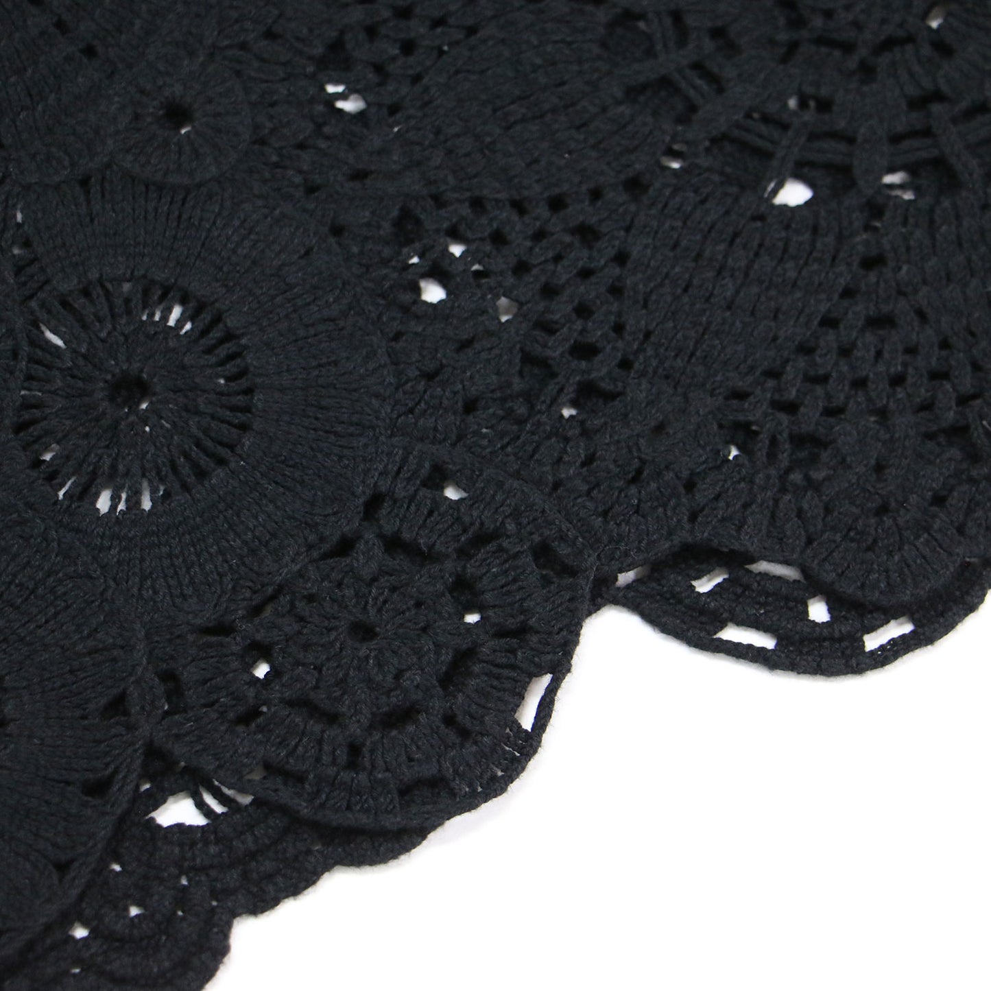 25春夏 エンブロイダリー クロシェ プルオーバー / ニット 長袖 ワイドスリーブ クロップド丈 レース柄