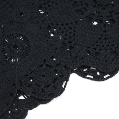 25春夏 エンブロイダリー クロシェ プルオーバー / ニット 長袖 ワイドスリーブ クロップド丈 レース柄