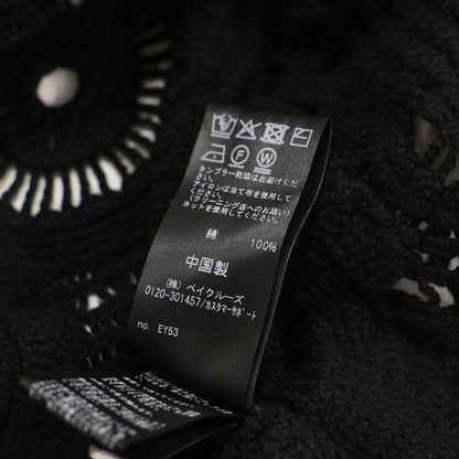 25春夏 エンブロイダリー クロシェ プルオーバー / ニット 長袖 ワイドスリーブ クロップド丈 レース柄