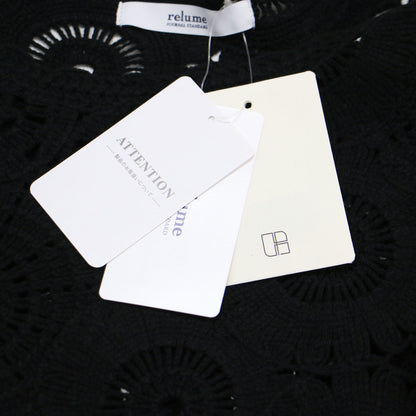 25春夏 エンブロイダリー クロシェ プルオーバー / ニット 長袖 ワイドスリーブ クロップド丈 レース柄