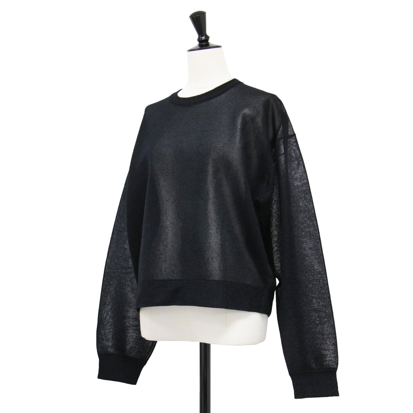 24秋冬 ナイロン ブライトシアー クルーネック ニット / プルオーバー 長袖 ワイド