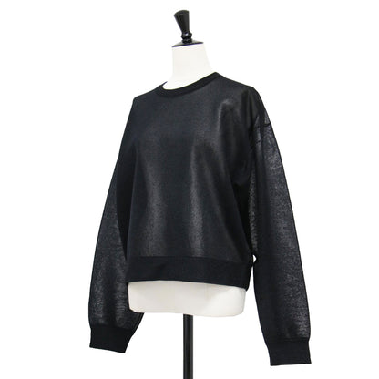 24秋冬 ナイロン ブライトシアー クルーネック ニット / プルオーバー 長袖 ワイド