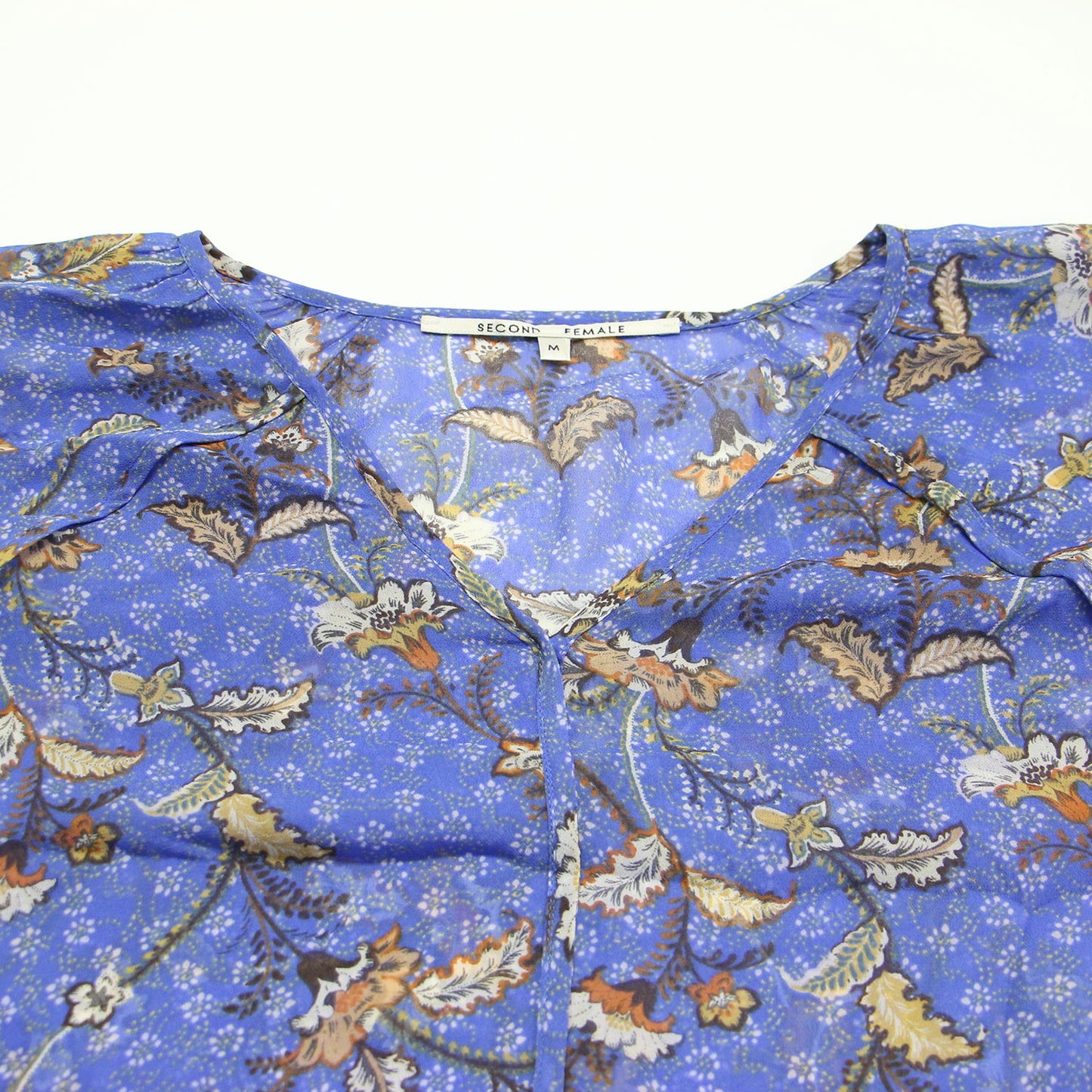 Vネック シアー 花柄 ブラウス / プルオーバー 長袖 ラグランスリーブ スリット