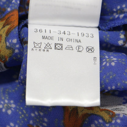 Vネック シアー 花柄 ブラウス / プルオーバー 長袖 ラグランスリーブ スリット