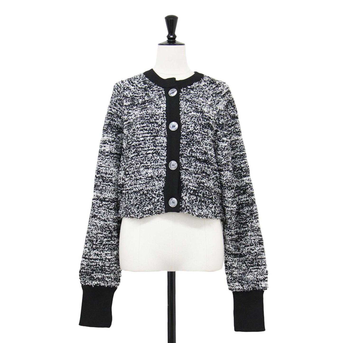 24春夏 ミックスツイード ニット カーディガン / プルオーバー 長袖 ショート丈 テープヤーン素材