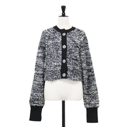 24春夏 ミックスツイード ニット カーディガン / プルオーバー 長袖 ショート丈 テープヤーン素材