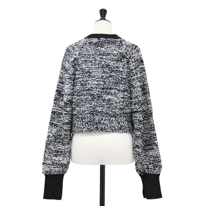 24春夏 ミックスツイード ニット カーディガン / プルオーバー 長袖 ショート丈 テープヤーン素材