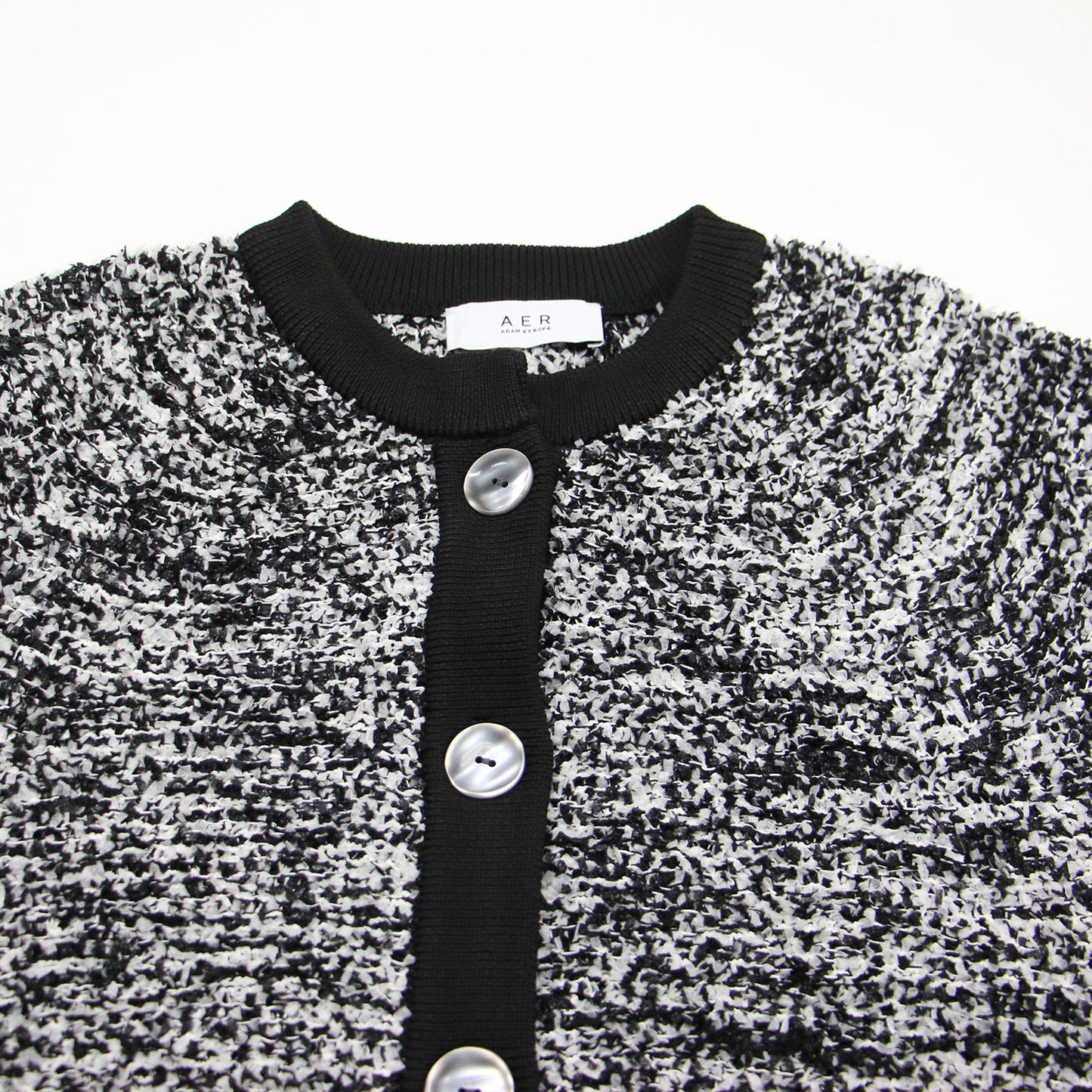 24春夏 ミックスツイード ニット カーディガン / プルオーバー 長袖 ショート丈 テープヤーン素材