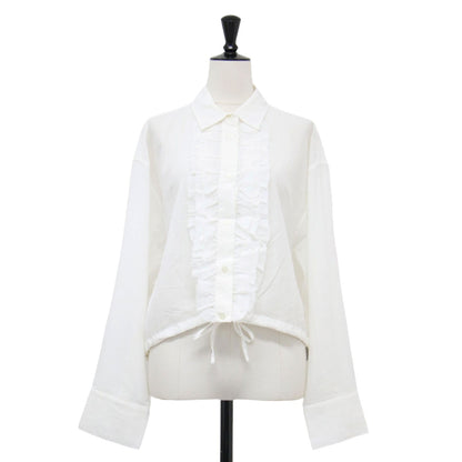 25春夏 シアー フリル ドロスト ショート シャツ / ブラウス 長袖 コットン ウォッシャブル