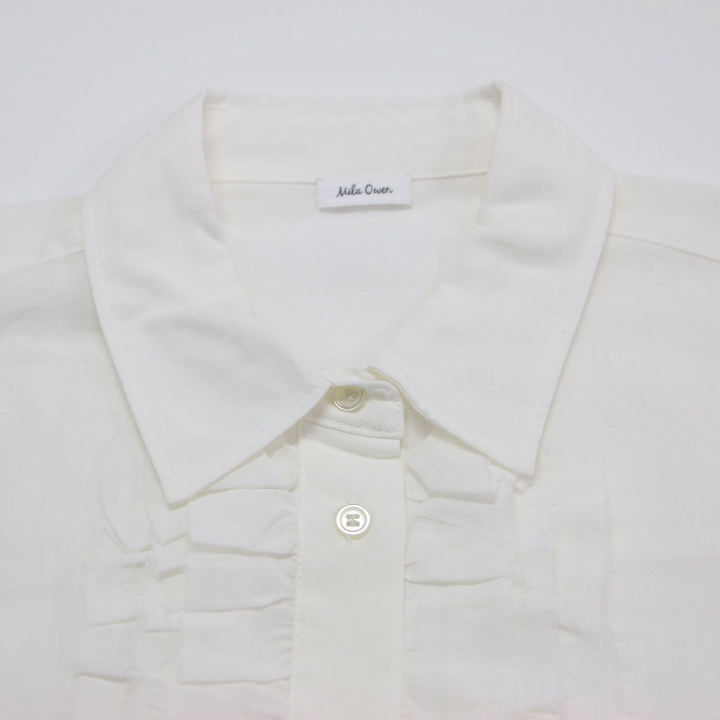 25春夏 シアー フリル ドロスト ショート シャツ / ブラウス 長袖 コットン ウォッシャブル