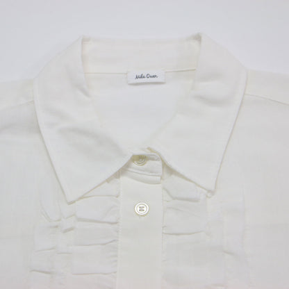 25春夏 シアー フリル ドロスト ショート シャツ / ブラウス 長袖 コットン ウォッシャブル