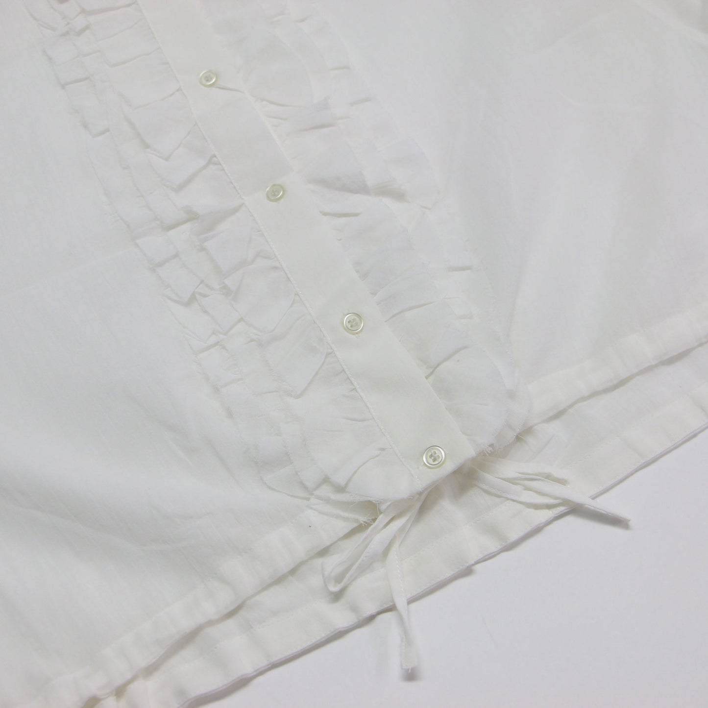 25春夏 シアー フリル ドロスト ショート シャツ / ブラウス 長袖 コットン ウォッシャブル