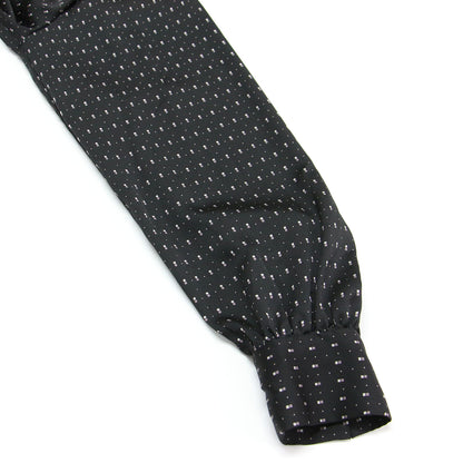 23秋冬 カシュクール ボウタイ ブラウス / Vネック 長袖 リボン ペプラム 総柄