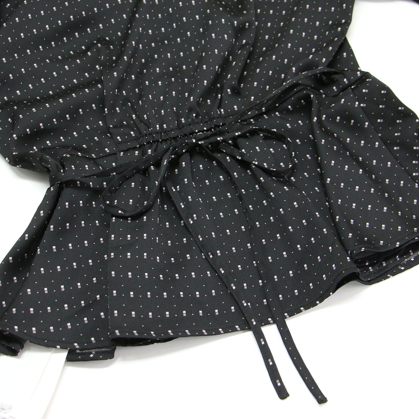 23秋冬 カシュクール ボウタイ ブラウス / Vネック 長袖 リボン ペプラム 総柄