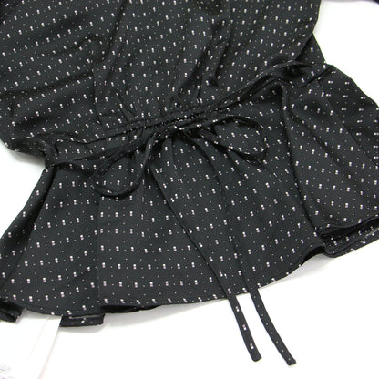 23秋冬 カシュクール ボウタイ ブラウス / Vネック 長袖 リボン ペプラム 総柄