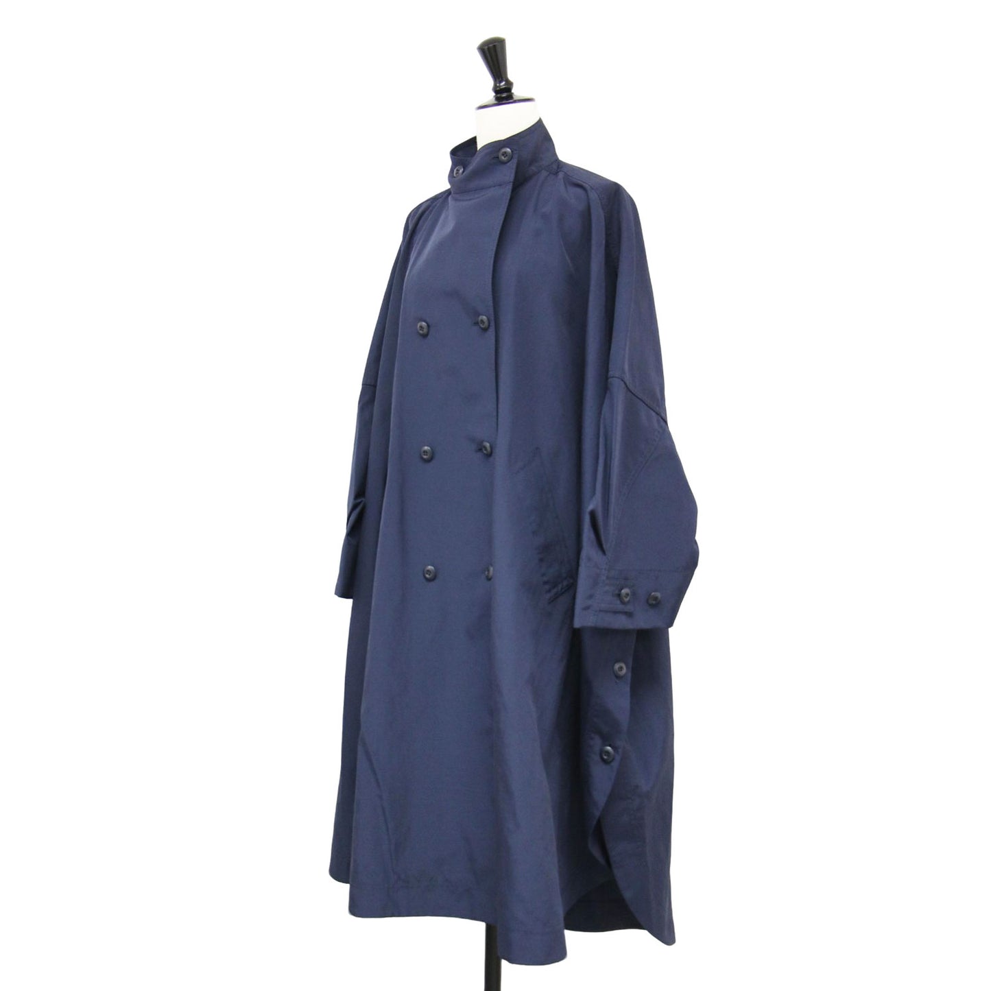 22春夏 ビッグカラー ワイド ミリタリー コート / ポンチョ 長袖 ミディ丈 ドロップショルダー ラウンドヘム