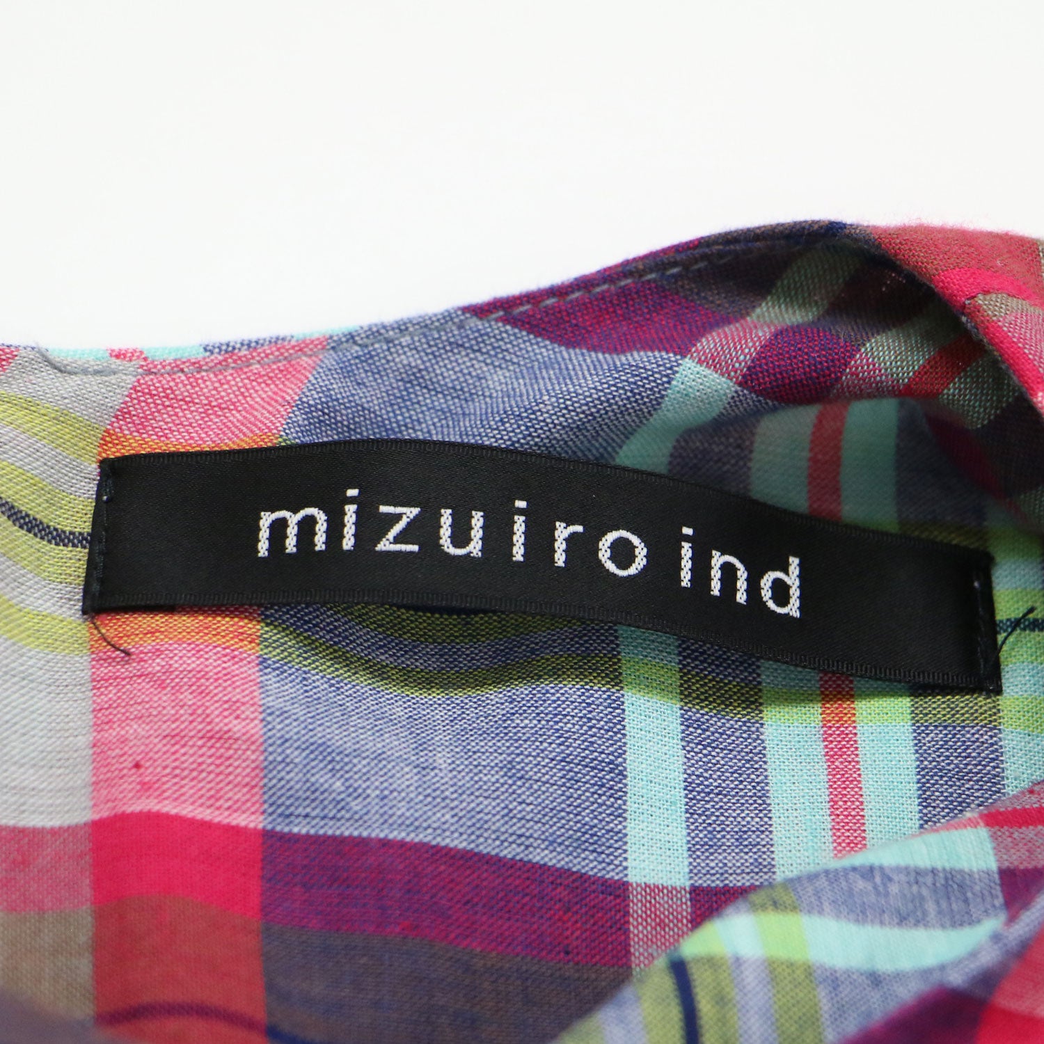 mizuiro ind マドラスチェックノースリーブプルオーバー mizuiro ind (ミズイロインド) マドラスチェック レイヤード ギャザー