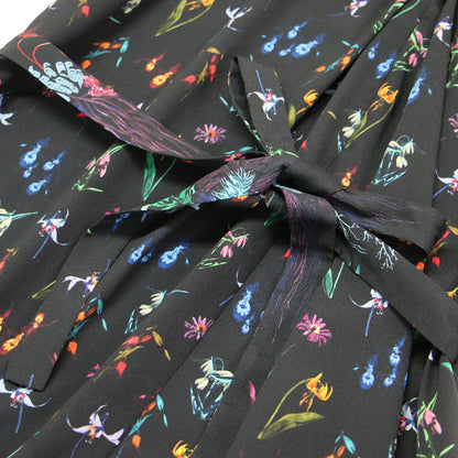 花柄 ノースリーブ ワンピース / Vネック ミディ丈 フレア Aライン リボン