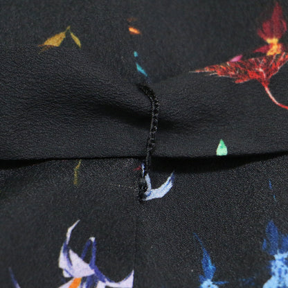 花柄 ノースリーブ ワンピース / Vネック ミディ丈 フレア Aライン リボン