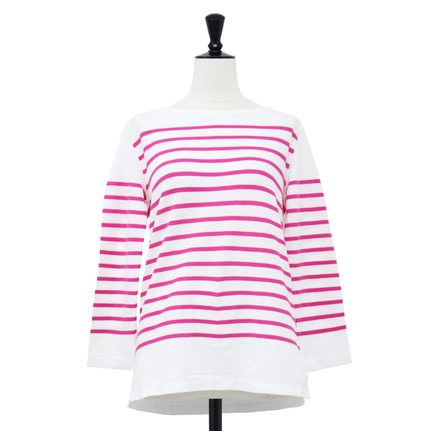 22春夏 コットン ボーダー ボートネック プルオーバー / カットソー 長袖 ロングスリーブ スリット