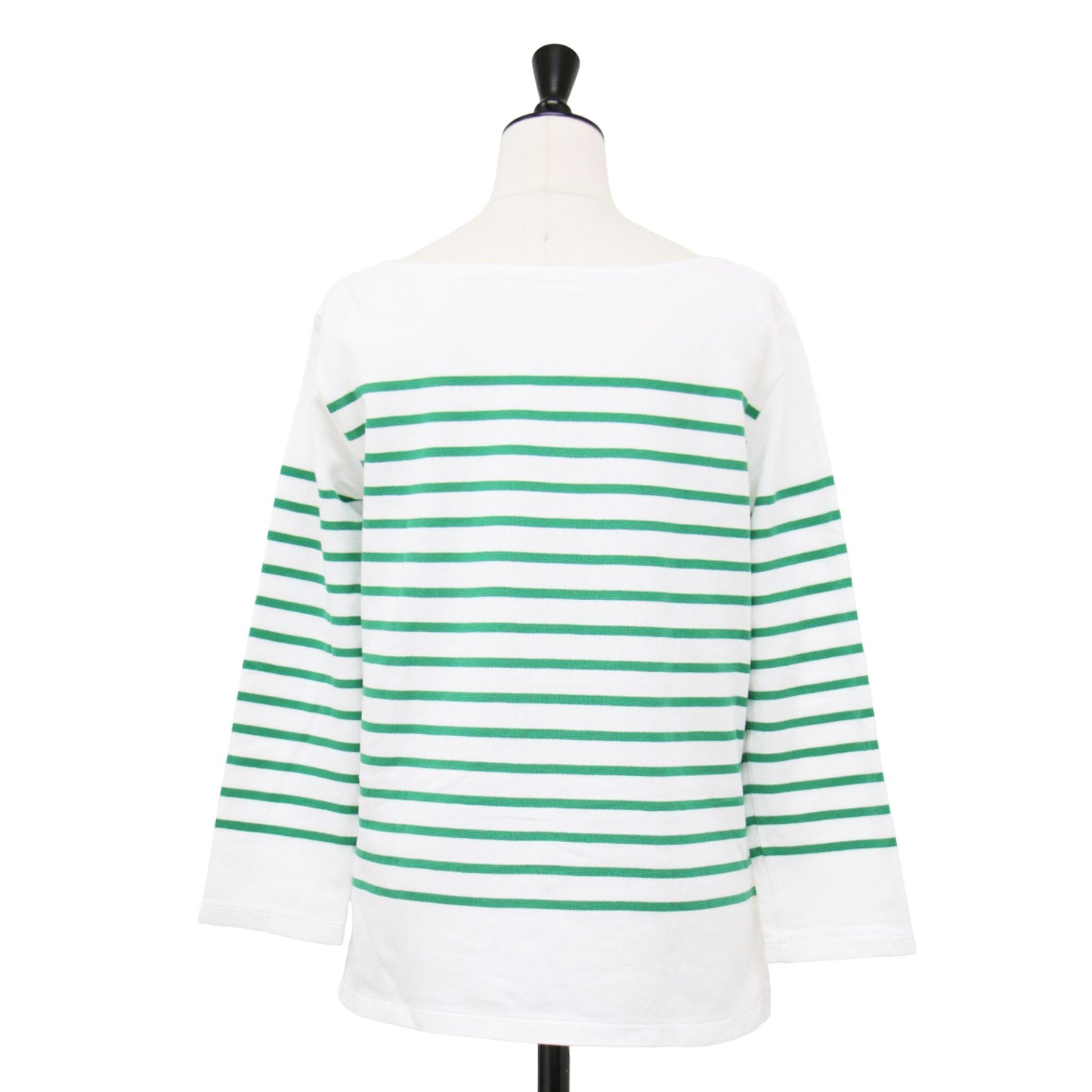 22春夏 コットン ボーダー ボートネック プルオーバー / カットソー 長袖 ロングスリーブ スリット