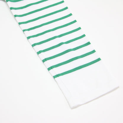 22春夏 コットン ボーダー ボートネック プルオーバー / カットソー 長袖 ロングスリーブ スリット