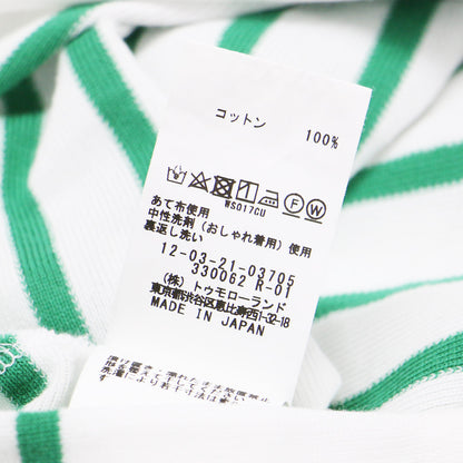 22春夏 コットン ボーダー ボートネック プルオーバー / カットソー 長袖 ロングスリーブ スリット