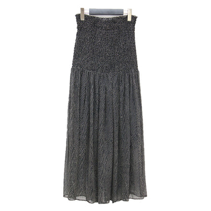 21春夏 ドット シャーリング ロング スカート / フレア シアー タック ウエストゴム