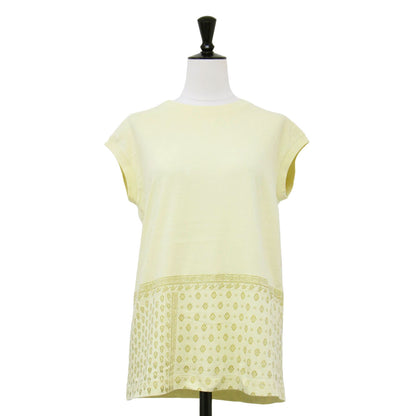 コットン プリント フレンチスリーブ プルオーバー / カットソー ノースリーブ クルーネック ジャージー素材