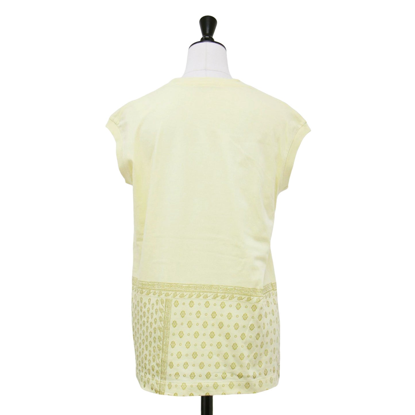 コットン プリント フレンチスリーブ プルオーバー / カットソー ノースリーブ クルーネック ジャージー素材