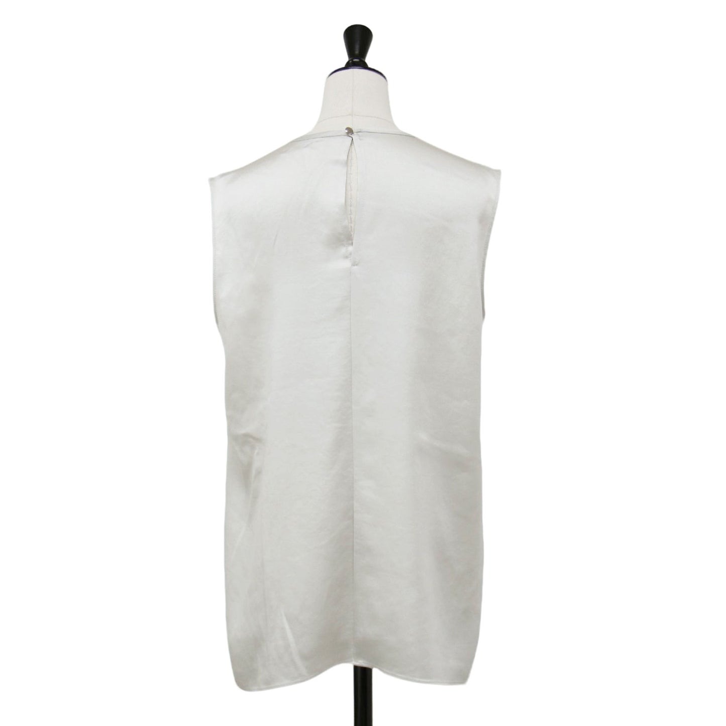 24秋冬 サテン クルーネック タンクトップ / ブラウス ノースリーブ スリット