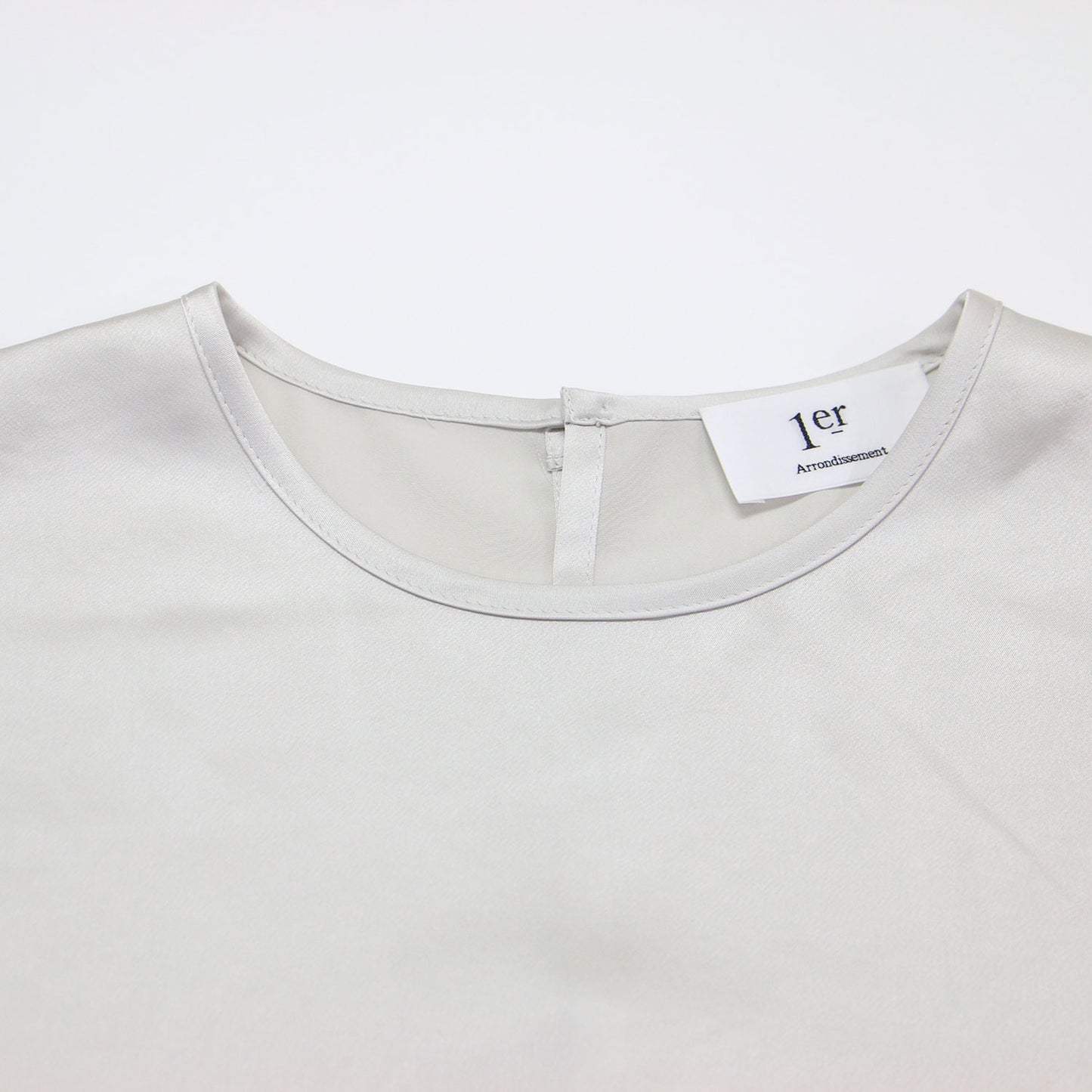 24秋冬 サテン クルーネック タンクトップ / ブラウス ノースリーブ スリット