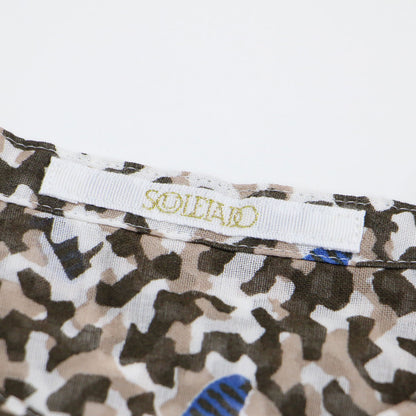 23春夏 コットン プリント ノースリーブ ブラウス / シャツ クルーネック タック シアー Aライン 総柄