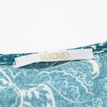 24秋冬 ポリエステル プリント ビジュー ペプラム ブラウス / 長袖 ジャカード ボリュームスリーブ